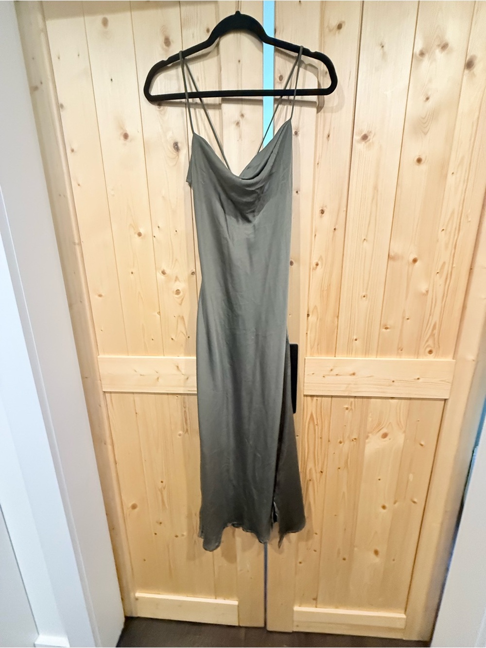 Astr Olive Green Cowl Neck Slip Dress